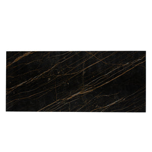 Table de salle à manger rectangulaire en céramique et bois noyer - Samuel