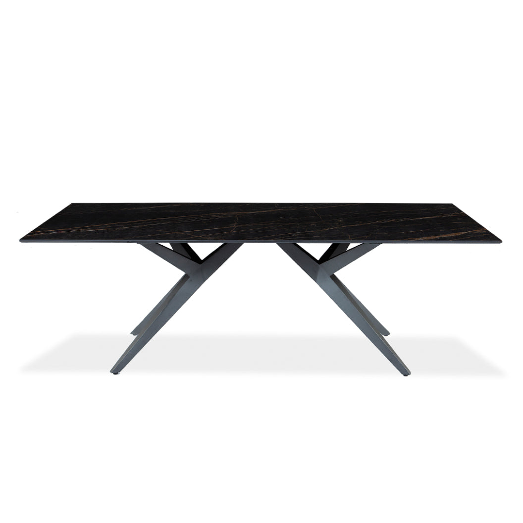 Table de salle à manger rectangulaire en céramique et métal - Jack