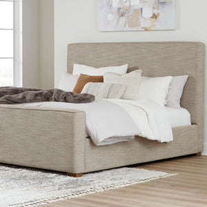 Lit  complet très grand rembourrés en tissu beige - Dakmore