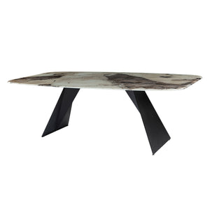 Table de salle à manger rectangulaire avec contour arrondi en verre - Hugo