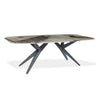 Table de salle à manger rectangulaire avec contour arrondi en verre et métal - Jack