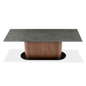 Table de salle à manger rectangulaire en céramique et en bois - Luciano