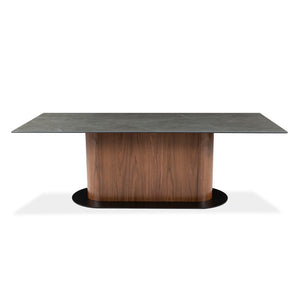 Table de salle à manger rectangulaire en céramique et en bois - Luciano