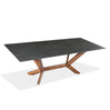 Table de salle à manger rectangulaire en céramique et bois noyer - Samuel