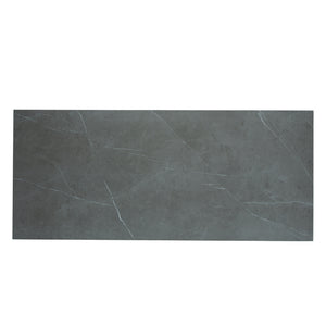 Table de salle à manger rectangulaire en céramique et bois noyer - Samuel