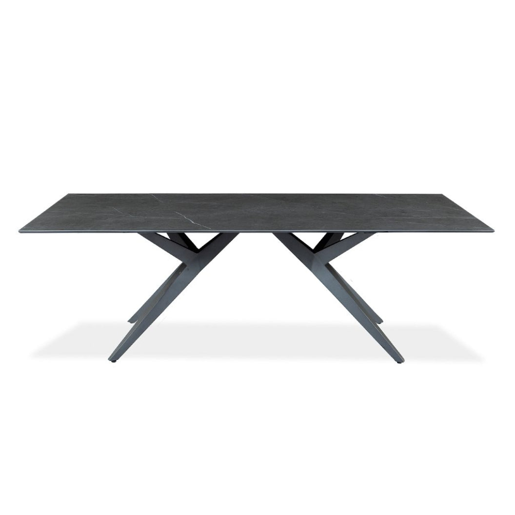 Table de salle à manger rectangulaire en céramique et métal - Jack