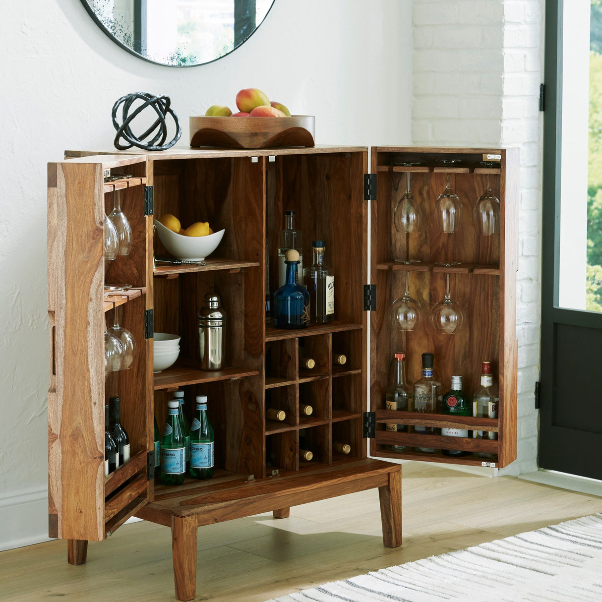 Buffet en bois brun sheesham avec 2 portes - Dressonni