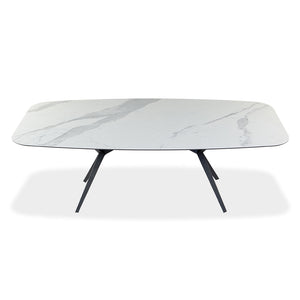 Table de salle à manger rectangulaire avec contour arrondi en céramique et métal - Urby