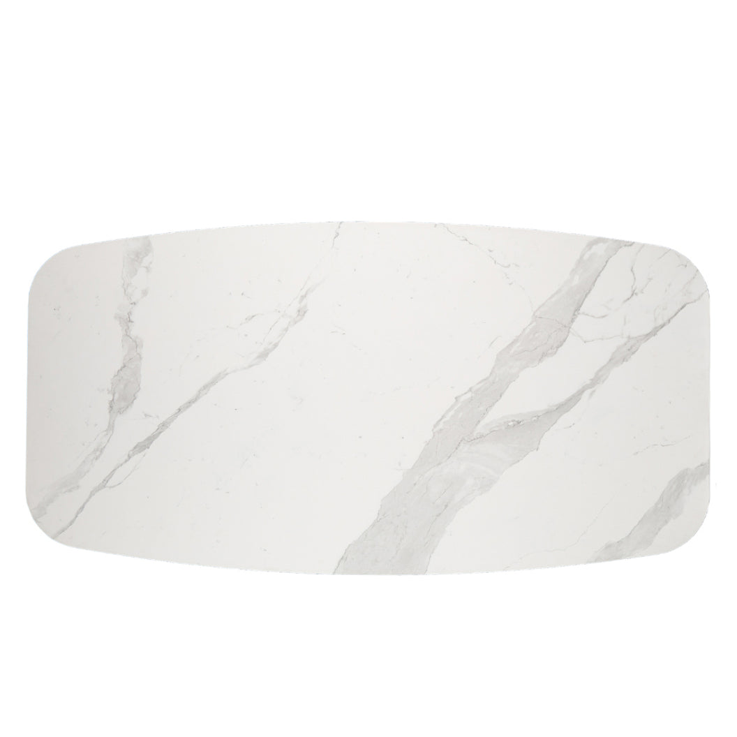 Table de salle à manger rectangulaire avec contour arrondi en céramique et métal - Urby