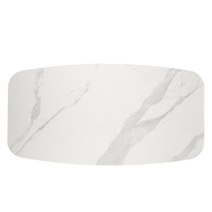 Table de salle à manger rectangulaire avec contour arrondi en céramique et métal - Urby