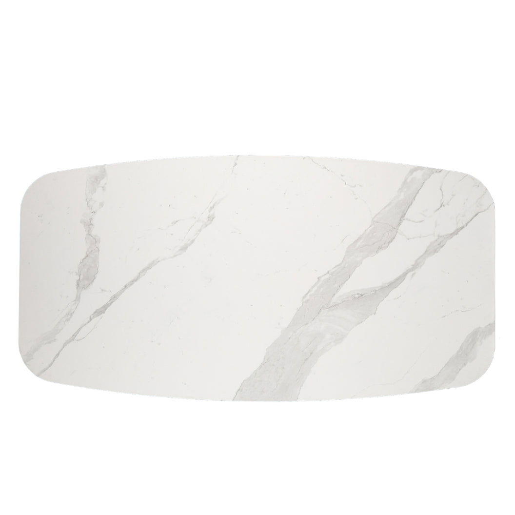 Table de salle à manger rectangulaire avec contour arrondi en céramique et métal - Jack