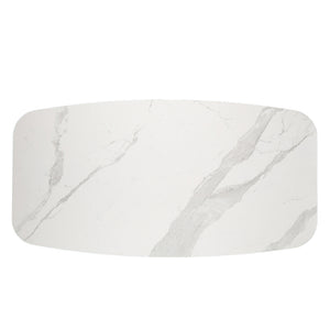 Table de salle à manger rectangulaire avec contour arrondi en céramique et métal - Jack