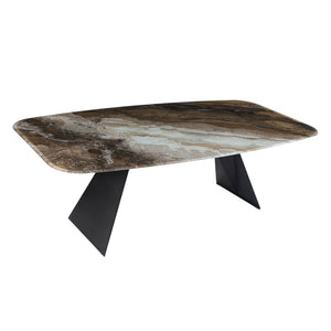 Table de salle à manger rectangulaire avec contour arrondi en verre - Hugo