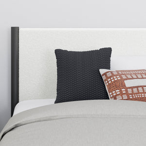Lit  compet grand en bois noir et tissu blanc - Cadmori