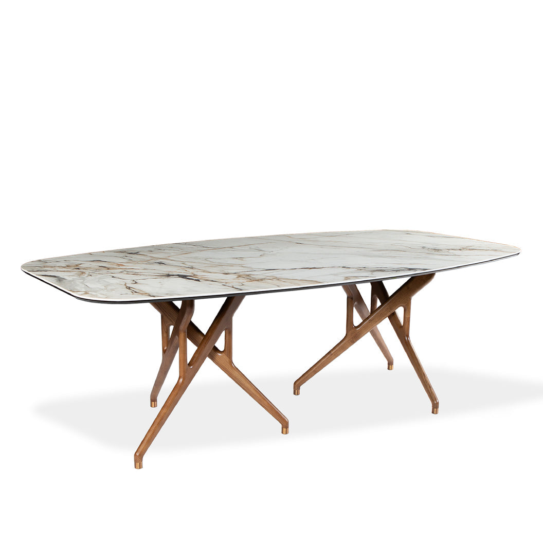 Table de salle à manger rectangulaire avec contour arrondi en céramique - Rafa