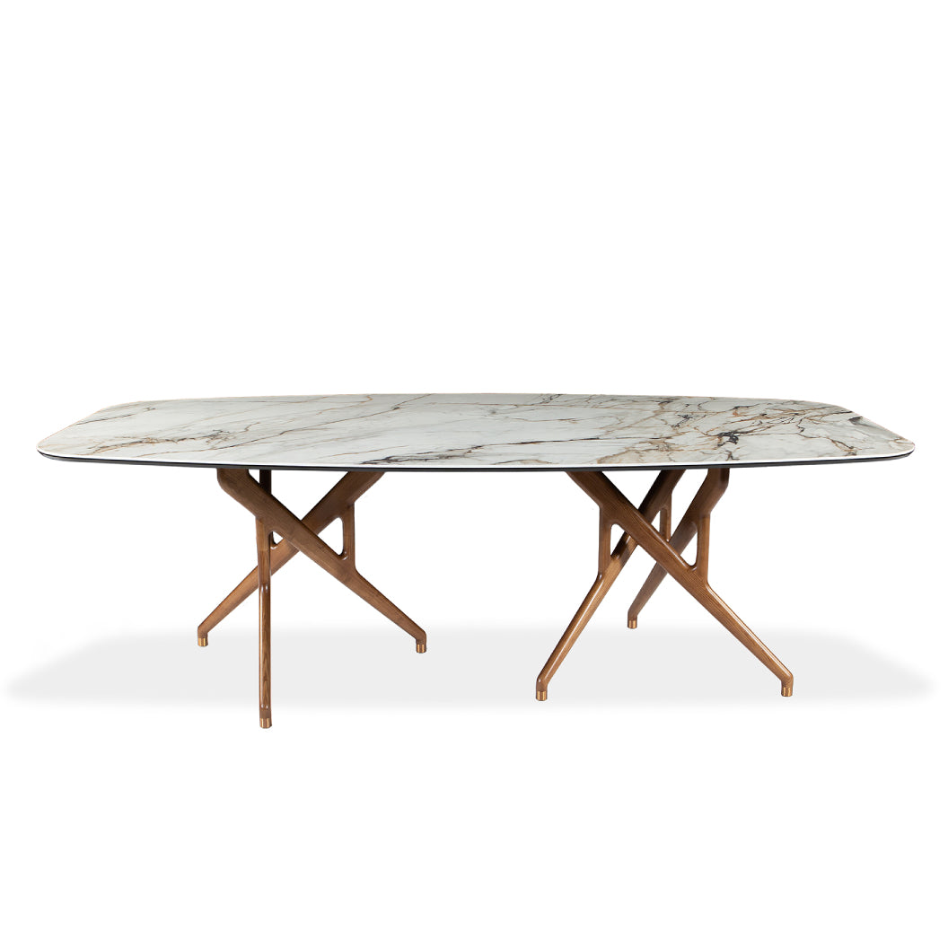 Table de salle à manger rectangulaire avec contour arrondi en céramique - Rafa