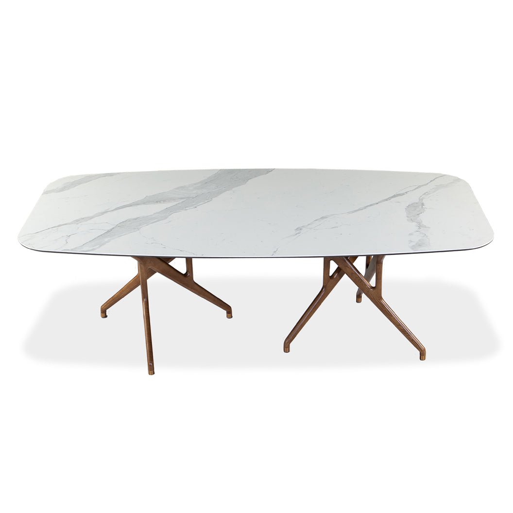 Table de salle à manger rectangulaire avec contour arrondi en céramique - Rafa