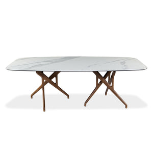 Table de salle à manger rectangulaire avec contour arrondi en céramique - Rafa