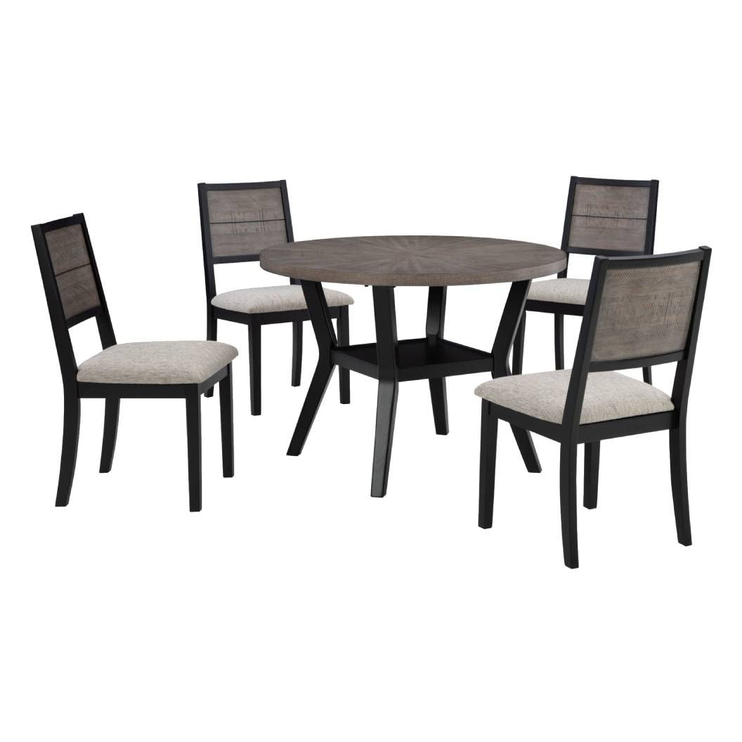 Ensemble de salle à manger en bois gris 4 chaises - Corloda