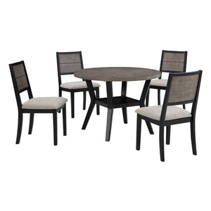 Ensemble de salle à manger en bois gris 4 chaises - Corloda