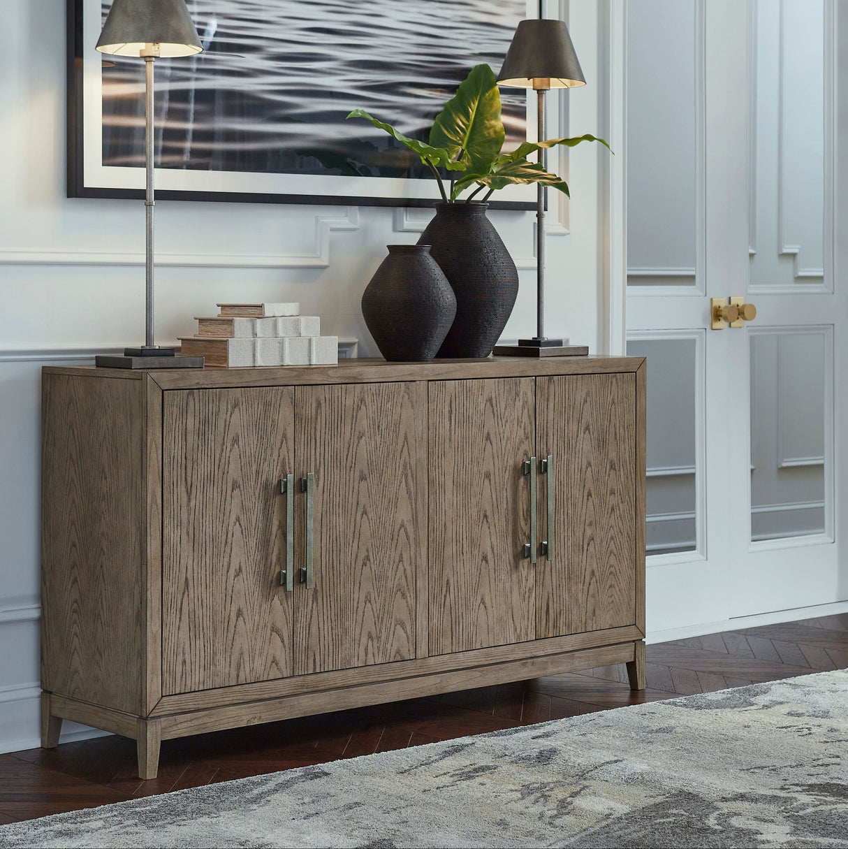 Buffet en bois gris avec 4 portes - Chrestner