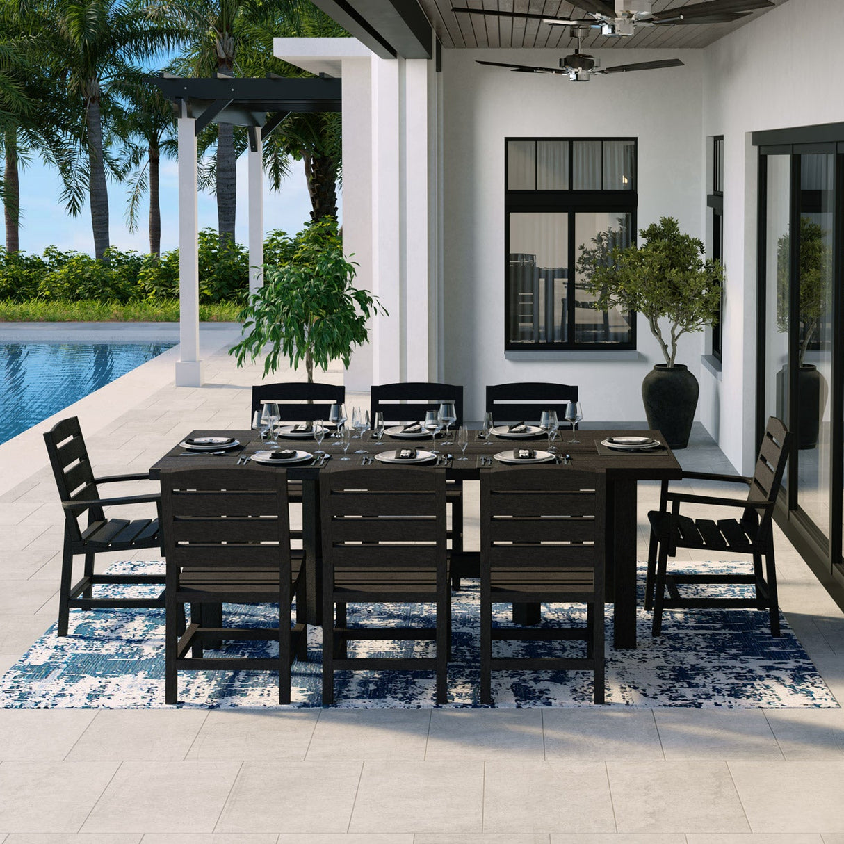 Table à manger extérieure en plastique recyclé - Napa T301-T302