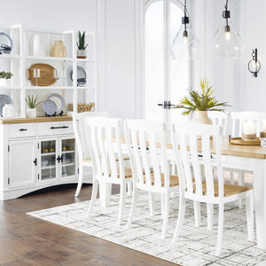 Table de salle à manger rectangulaire en bois brun blanc avec 2 tiroirs - Ashbryn
