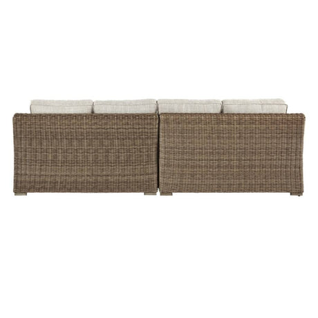 Ensemble de causeuses extérieures en tissu beige pâle avec coussins - Beachcroft
