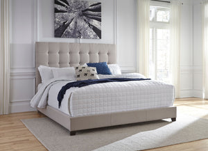 Lit  complet grand en tissu beige - Dolante