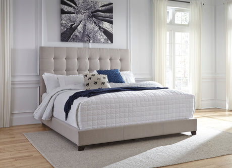 Lit  complet grand en tissu beige - Dolante
