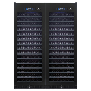 Cellier à vin 52 po, 388 bouteilles Noir à 2 zones avec Connectivité Wi-Fi - Série Black Pearl
