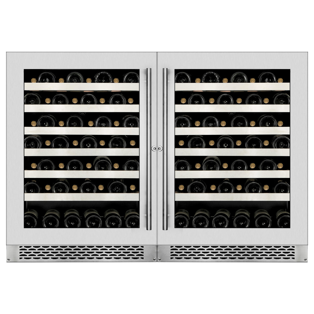 Cellier à vin 48 po, 108 bouteilles Inox à 2 zones avec Connectivité Wi-Fi - Série Titanium