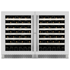 Cellier à vin 48 po, 108 bouteilles Inox à 2 zones avec Connectivité Wi-Fi - Série Titanium