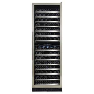 Cellier à vin 24 po, 166 bouteilles Inox à 2 zones avec Connectivité Wi-Fi - Série Diamond