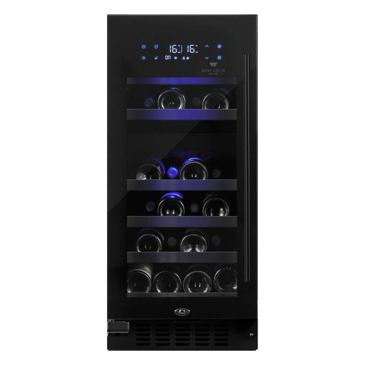 Cellier à vin 15 po, 26 bouteilles Noir à 2 zones avec Connectivité Wi-Fi - Série Black Pearl