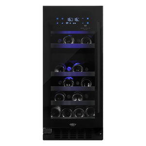 Cellier à vin 15 po, 26 bouteilles Noir à 2 zones avec Connectivité Wi-Fi - Série Black Pearl