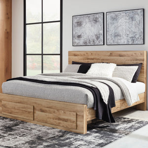 Lit  complet grand en bois brun avec 2 tiroirs - Hyanna