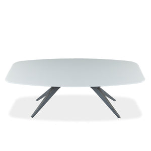 Table de salle à manger rectangulaire avec contour arrondi en verre et métal - Jack