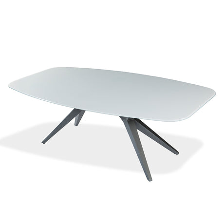 Table de salle à manger rectangulaire avec contour arrondi en verre et métal - Jack