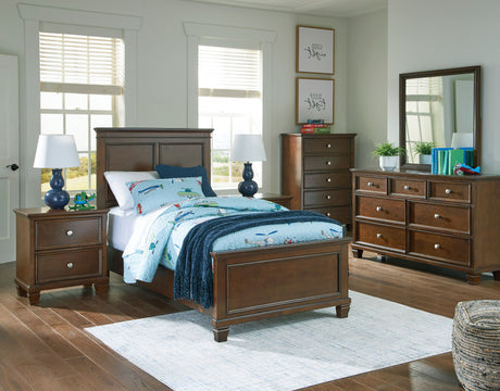 Ensemble de mobilier de chambre 5 pièces avec lit simple brun - Danabrin