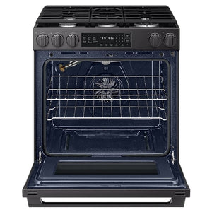 Cuisinière au gaz encastrable 30 po, 6,0 pi³ Acier noir mat avec Convection véritable et Air Fry Max - Série Bespoke