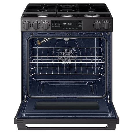 Cuisinière au gaz encastrable 30 po, 6,0 pi³ Acier noir mat avec Convection véritable et Air Fry Max - Série Bespoke