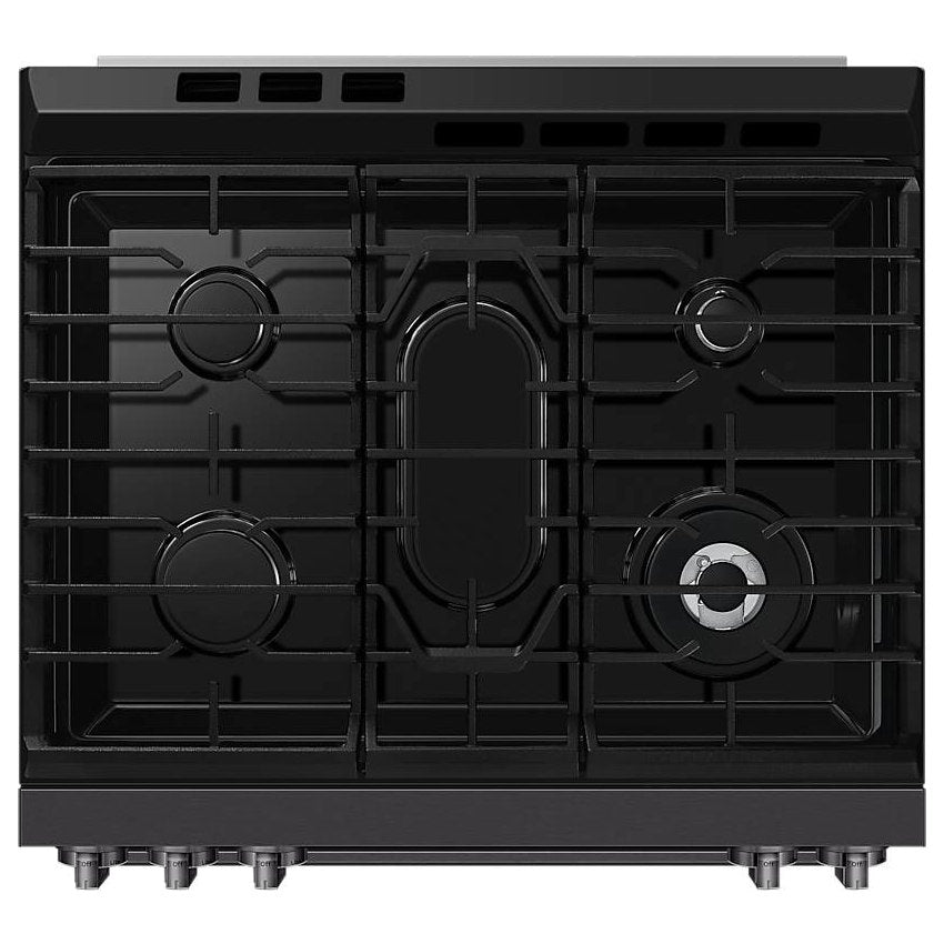 Cuisinière au gaz encastrable 30 po, 6,0 pi³ Acier noir mat avec Convection véritable et Air Fry Max - Série Bespoke
