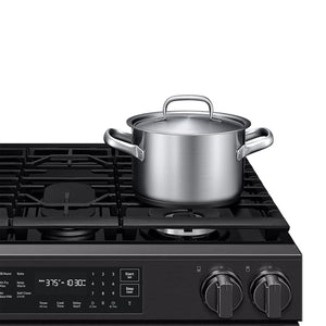 Cuisinière au gaz encastrable 30 po, 6,0 pi³ Acier noir mat avec Convection véritable et Air Fry Max - Série Bespoke