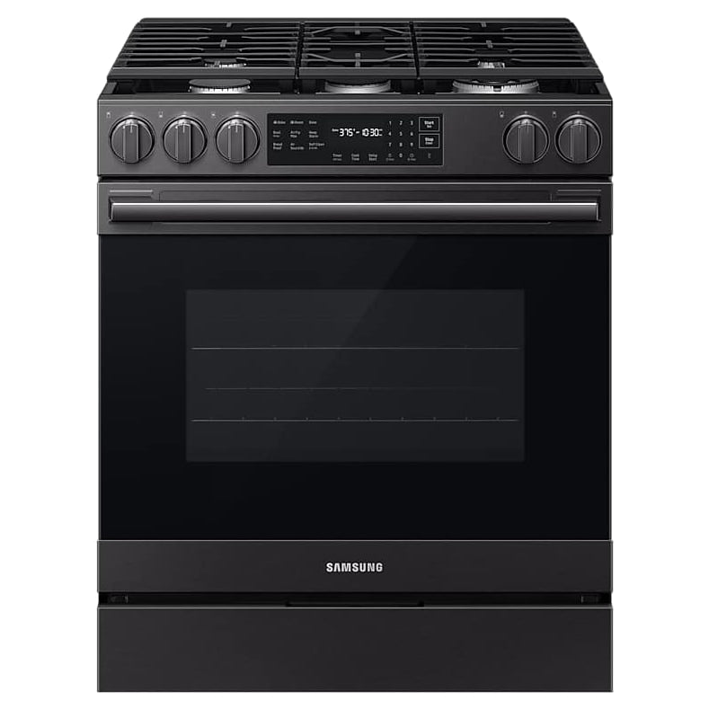 Cuisinière au gaz encastrable 30 po, 6,0 pi³ Acier noir mat avec Convection véritable et Air Fry Max - Série Bespoke
