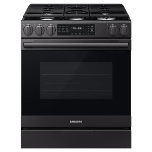 Cuisinière au gaz encastrable 30 po, 6,0 pi³ Acier noir mat avec Convection véritable et Air Fry Max - Série Bespoke