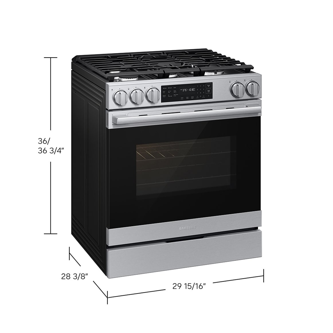 Cuisinière au gaz encastrable 30 po, 6,0 pi³ Inox avec Convection véritable et Air Fry Max - Série Bespoke