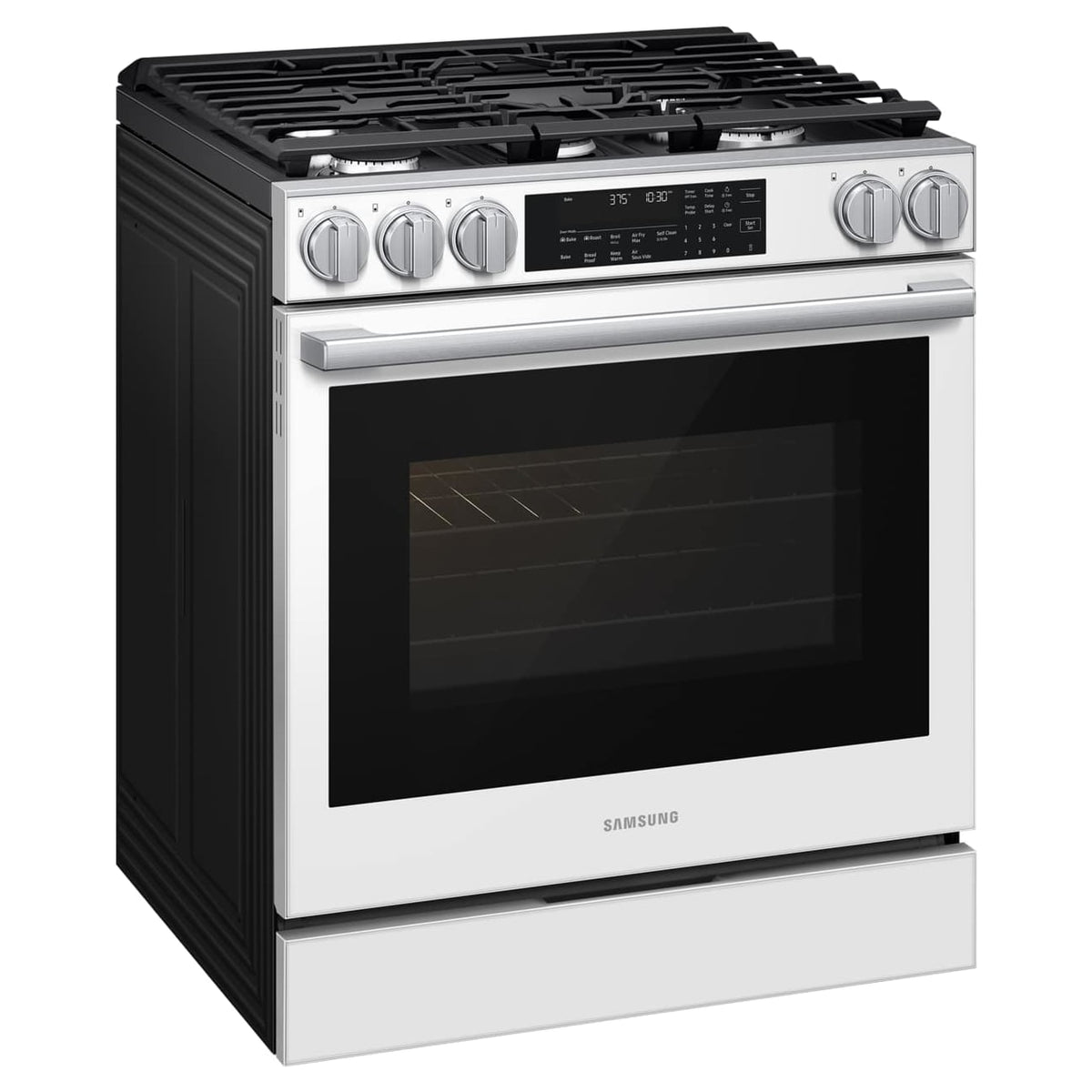 Cuisinière au gaz encastrable 30 po, 6,0 pi³ Verre blanc avec Convection véritable et Air Fry - Série Bespoke