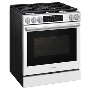 Cuisinière au gaz encastrable 30 po, 6,0 pi³ Verre blanc avec Convection véritable et Air Fry - Série Bespoke
