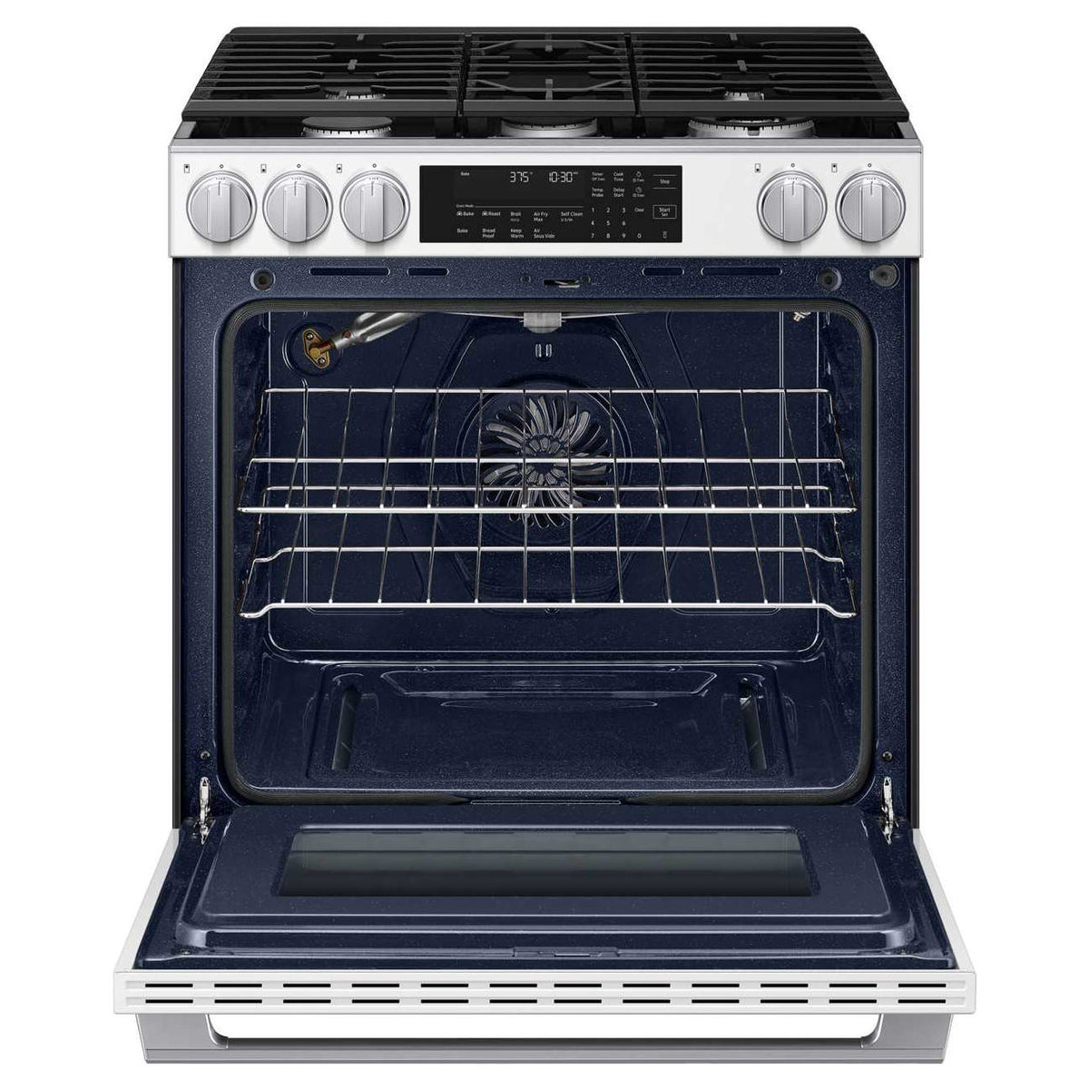 Cuisinière au gaz encastrable 30 po, 6,0 pi³ Verre blanc avec Convection véritable et Air Fry - Série Bespoke